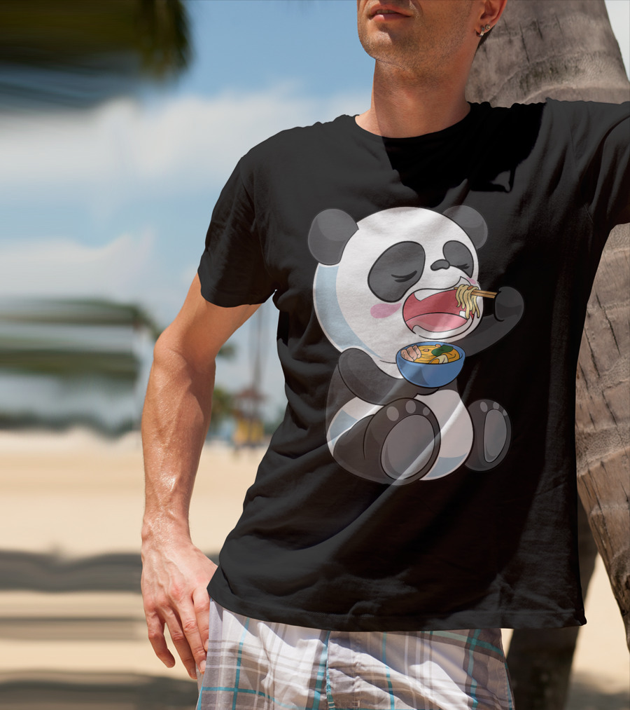 Ramen Eating Panda Bear With Japanese Noodles T-Shirt