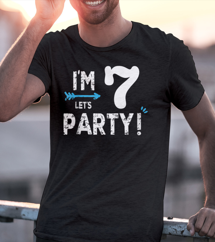 I'm 7 Let's Party Kids Birthday Boy 7th Birt T-Shirt