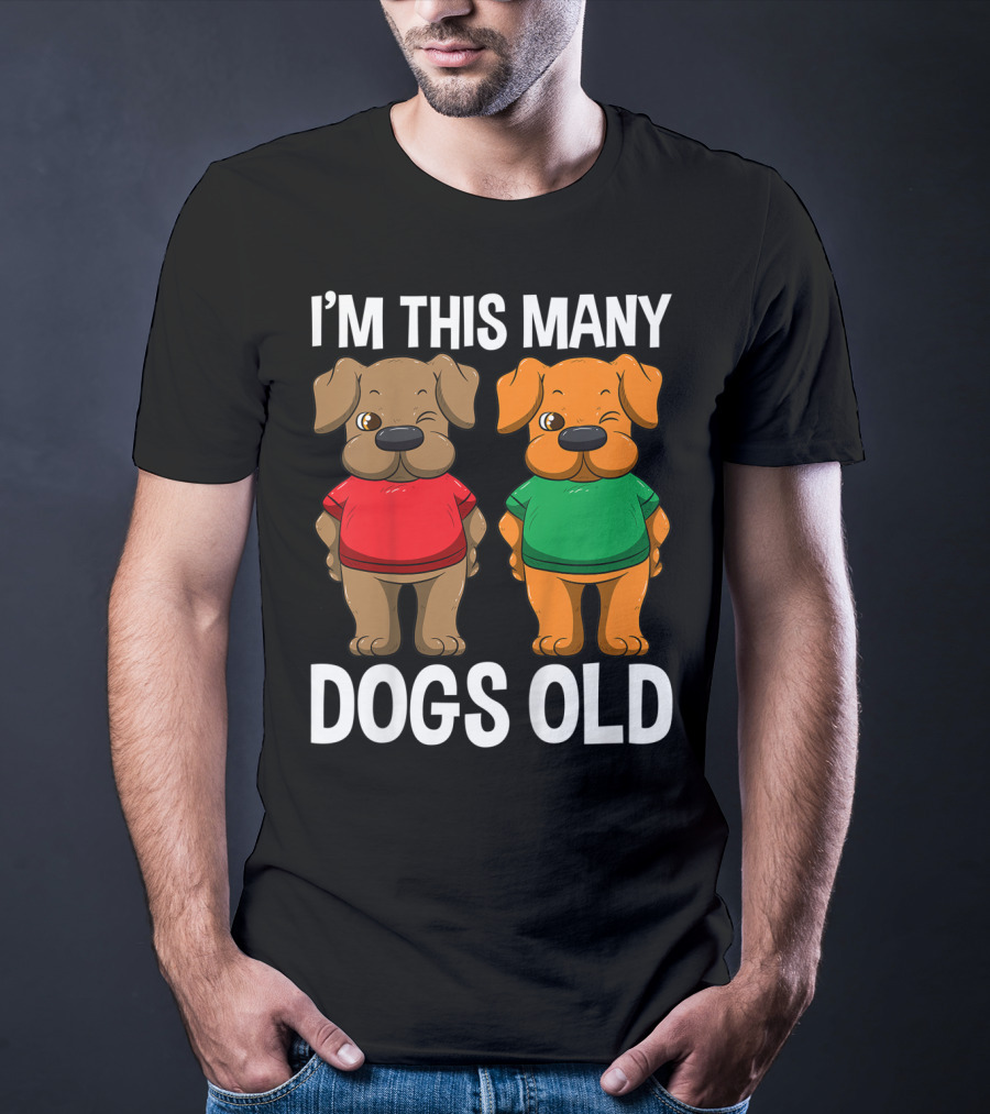 I'm This Many Dogs Old Cute Kids 2 Yr Boy Girl Birthday T-Shirt