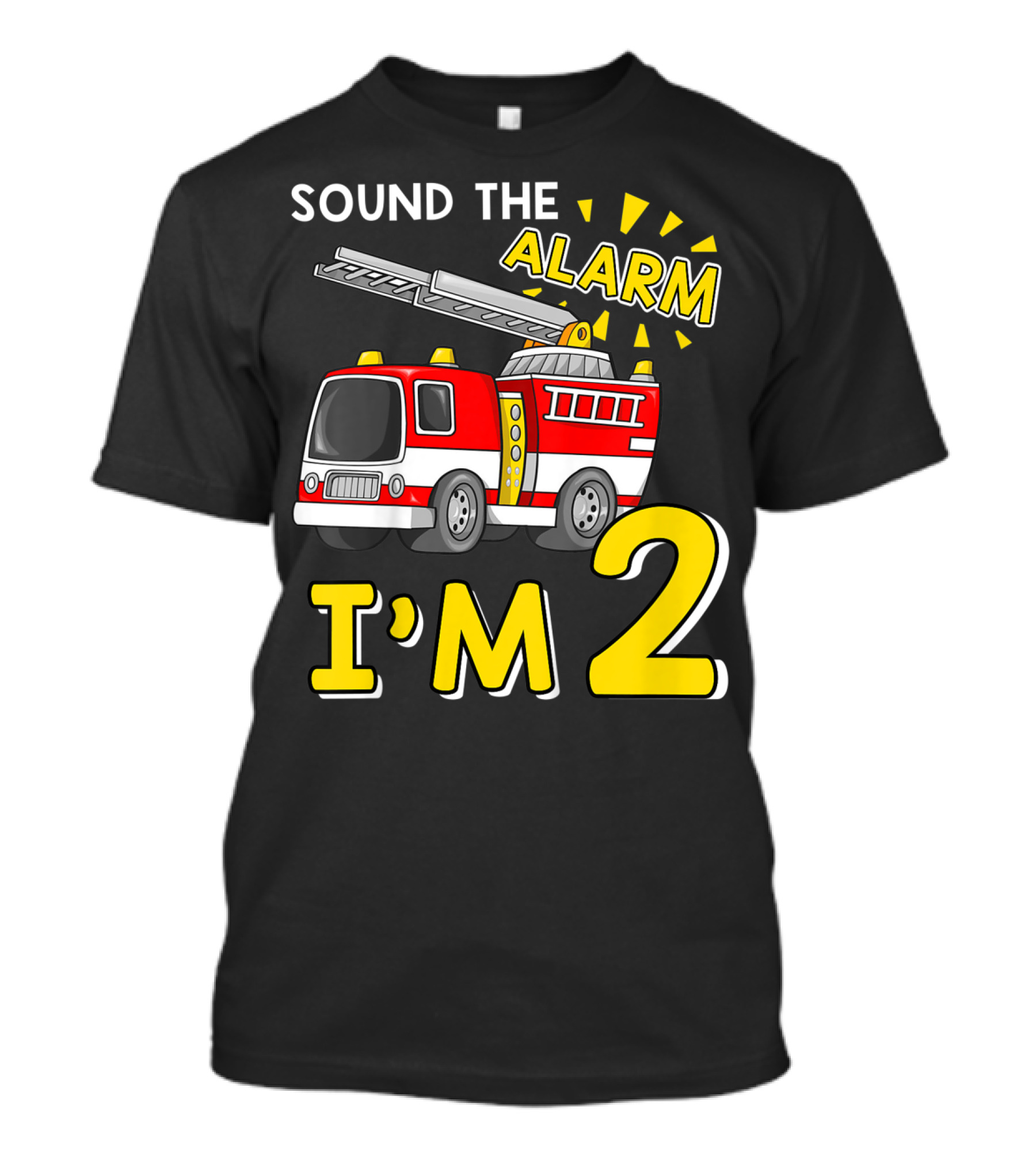 SOUND THE ALARM I'M 2 Fire Truck Kids 2nd Birthday T-Shirt