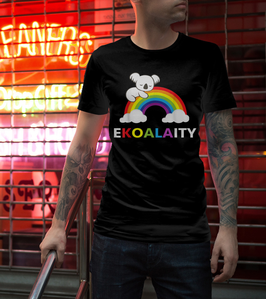 EKOALAITY Koala Rainbow Flag Gay Pride T-Shirt