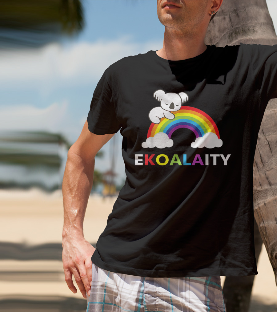EKOALAITY Koala Rainbow Flag Gay Pride T-Shirt