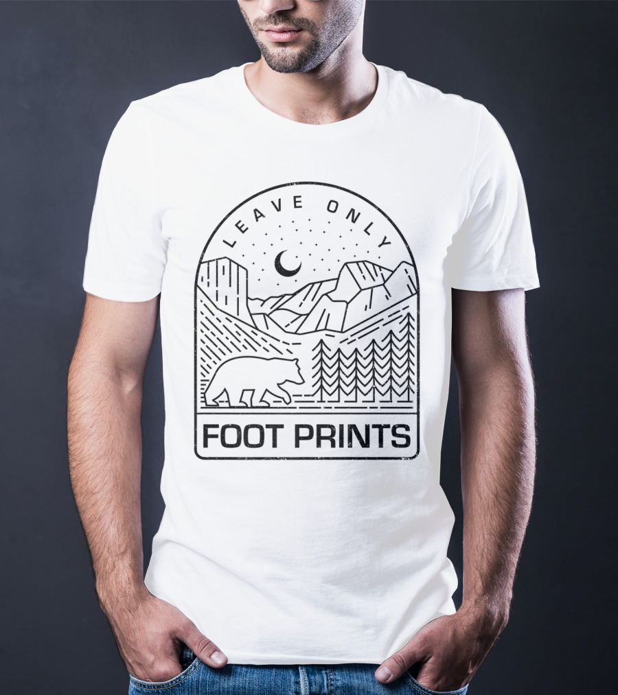 Leave Only Foot Prints Bear Mountain Night Sky Nature T-Shirt