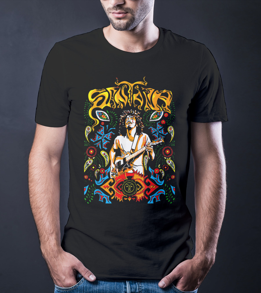 Santana Make Somebody Happy Perfect Psychedelic Guitar T-Shirt