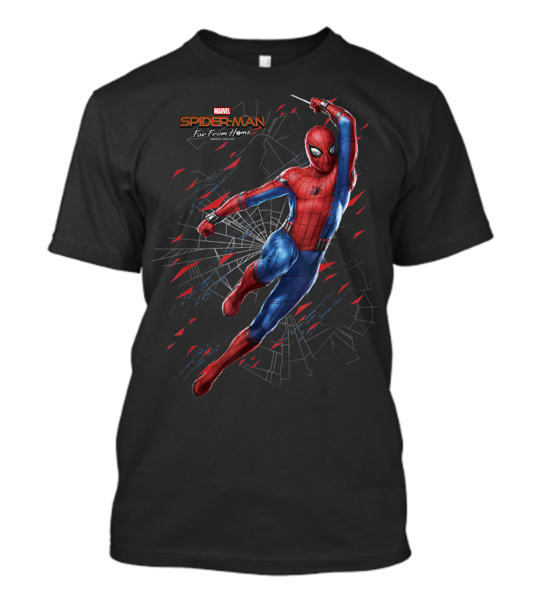 Marvel Spider Man Far From Home Web Swing Shatter Dynamic Action T-Shirt