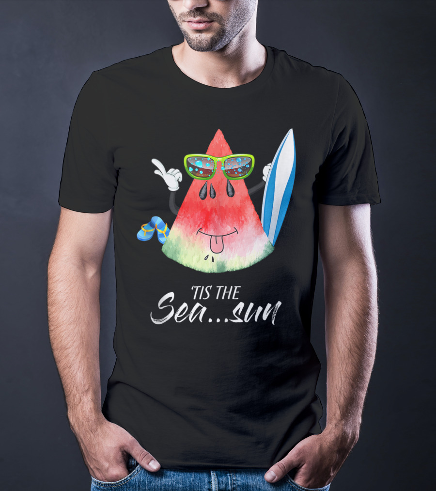Tis The Sea Sun Melon Christmas Tree Summer Fun T-Shirt