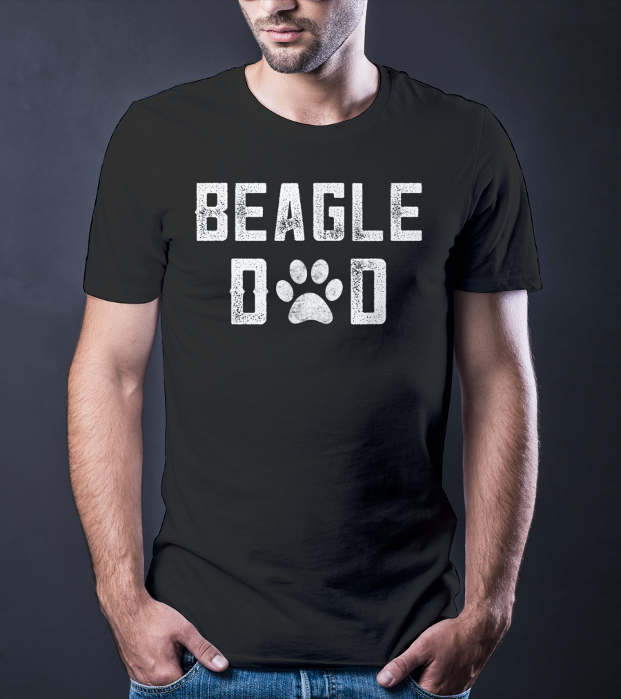 Beagle Dad Dog Dad Beagle Lover Paw Prints T-Shirt