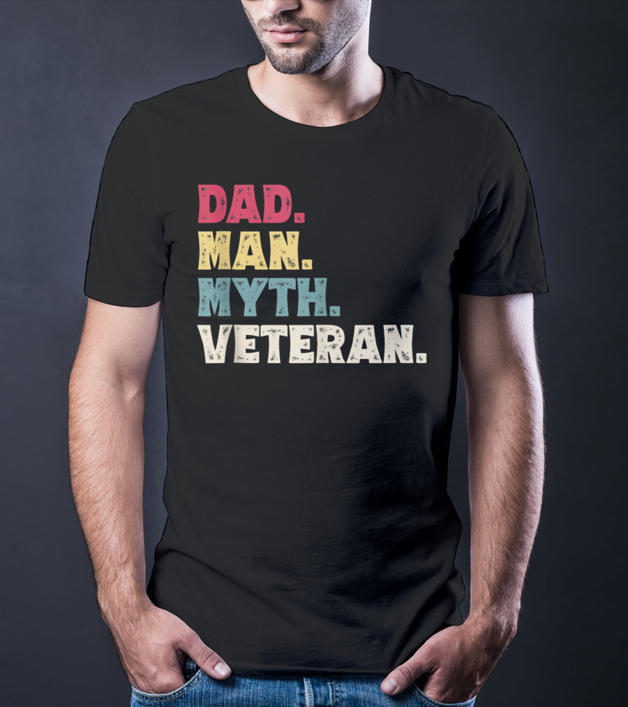 Dad Man Myth Veteran Father's Day Vinta T-Shirt