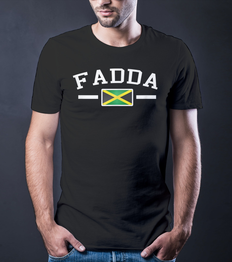 Fadda Jamaican Dad With Flag Mens Funny Dad T-Shirt