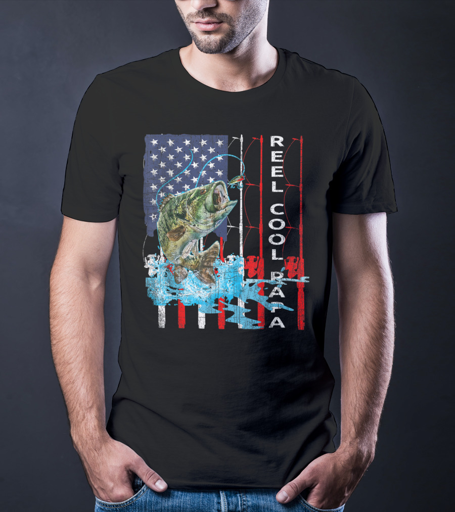Reel Cool Papa American Flag Fish T-Shirt