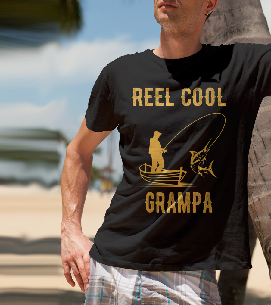 Reel Cool Grampa Fishing Boat And Catching Fish T-Shirt