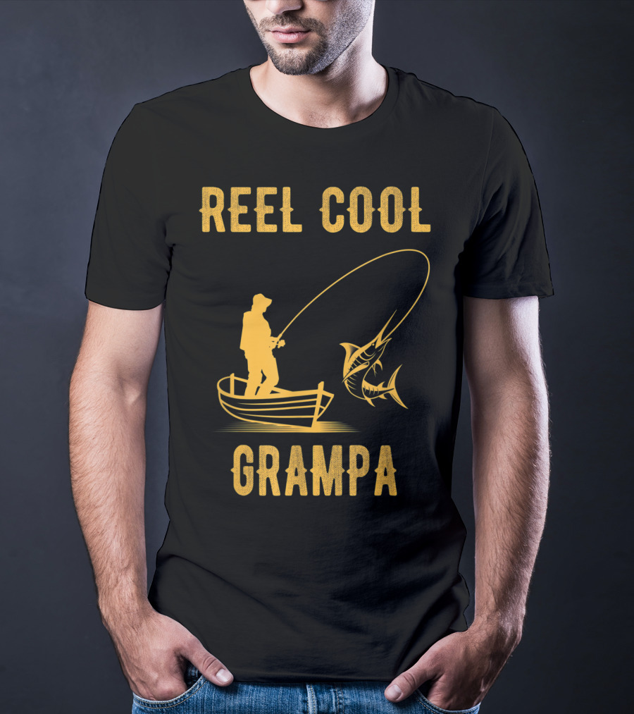 Reel Cool Grampa Fishing Boat And Catching Fish T-Shirt