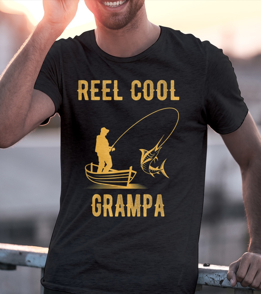 Reel Cool Grampa Fishing Boat And Catching Fish T-Shirt