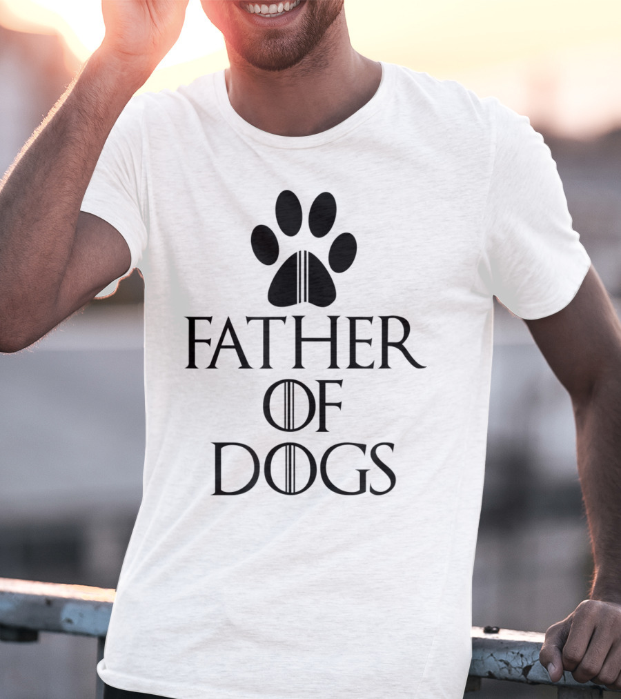 Mens Funny Dad Father Of Dogs Paw Print Iconic T-Shirt