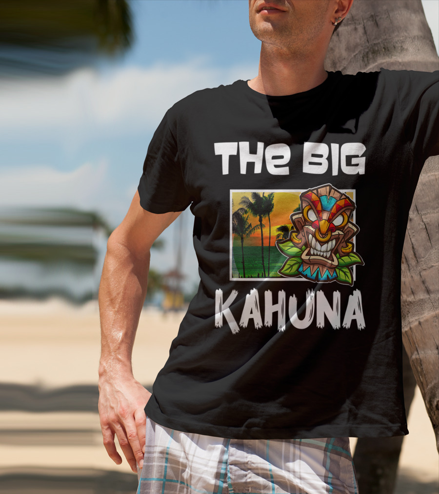 The Big Kahuna Tiki Bar Vibes Aloha Haw Palm Sunset Mask T-Shirt