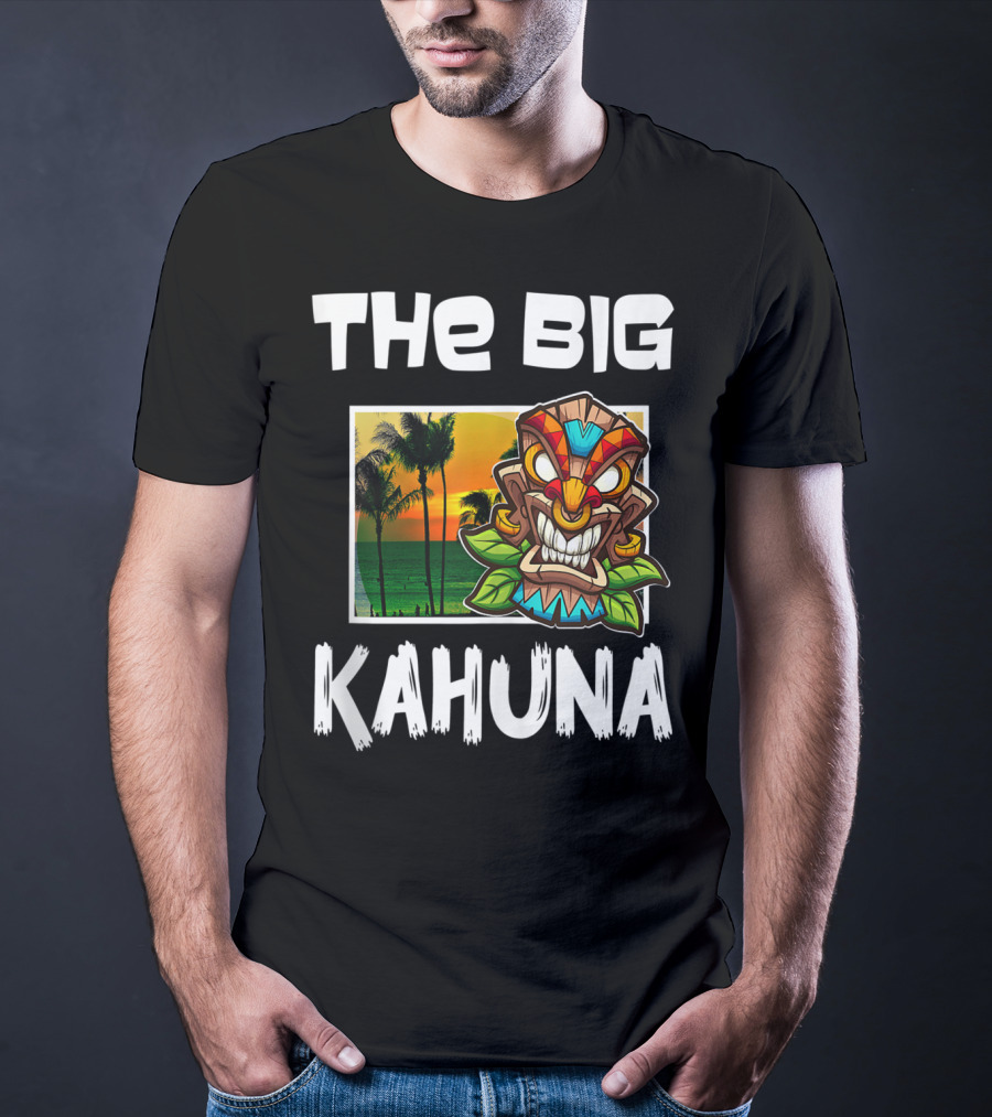 The Big Kahuna Tiki Bar Vibes Aloha Haw Palm Sunset Mask T-Shirt