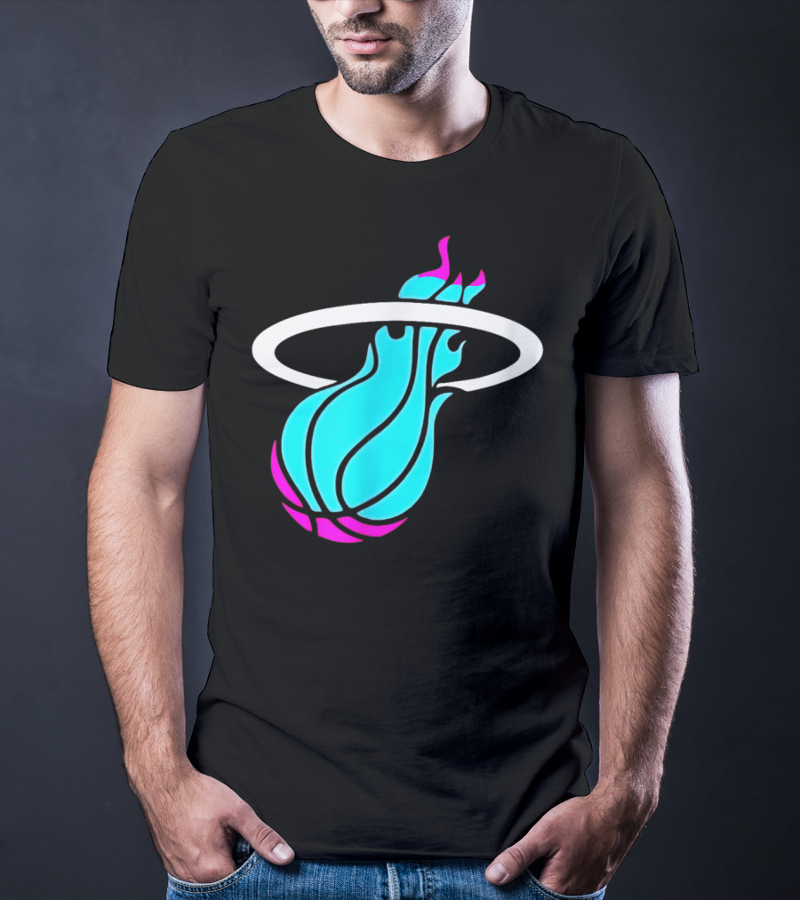 Miami Vices Heat Basketball Neon Flame T-Shirt