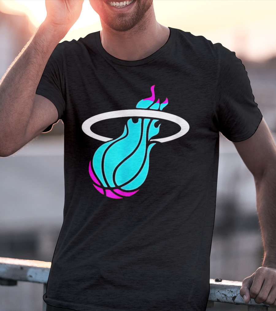 Miami Vices Heat Basketball Neon Flame T-Shirt