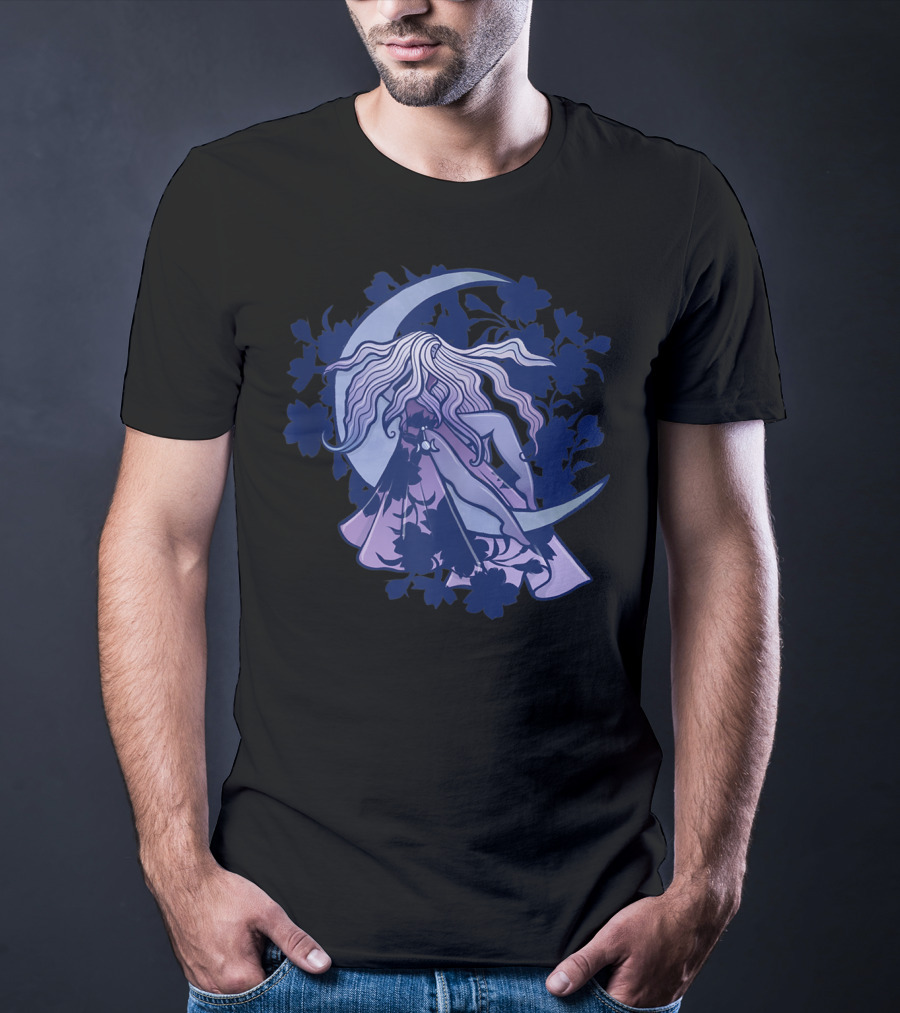 Moon Child Goddess Pagan Crescent Moon Floral T-Shirt