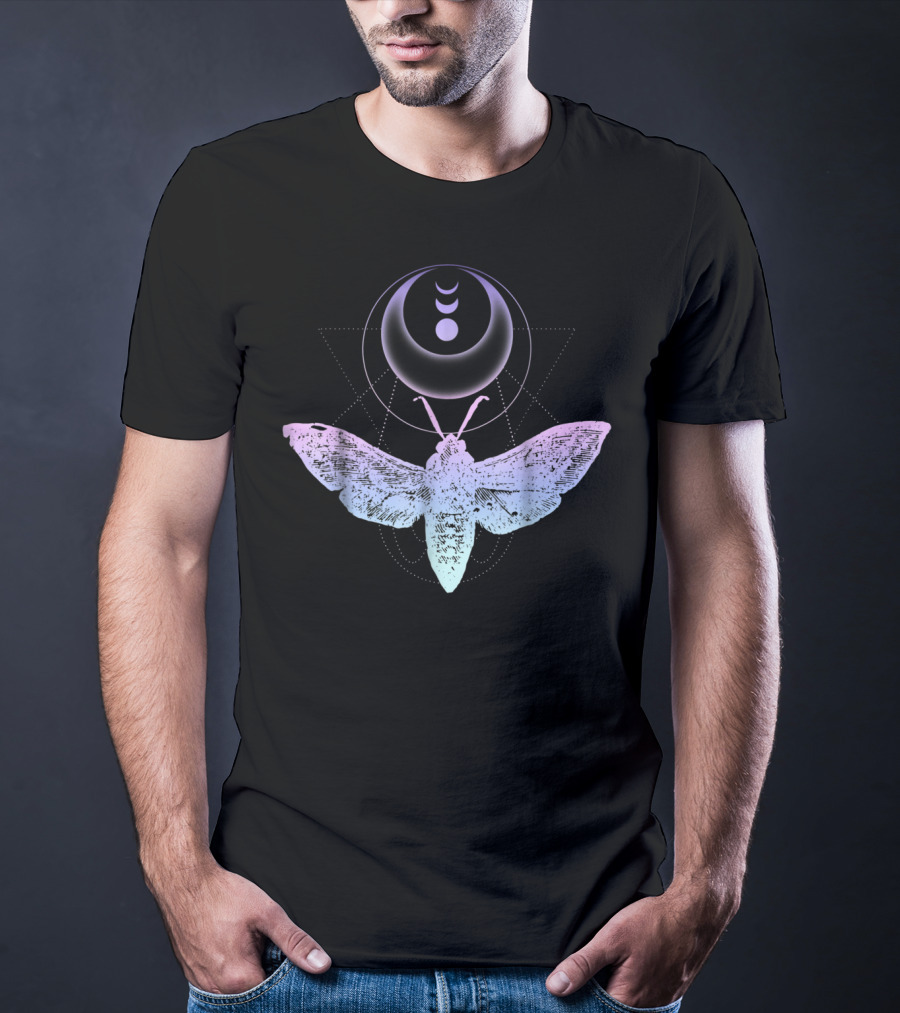 Pastel Goth Moth Crescent Moon Witchy Aesthetic T-Shirt