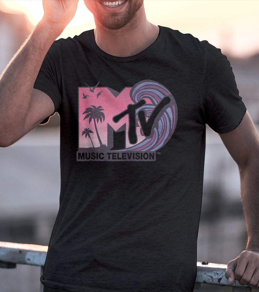 MTV Music Television Palm Trees And Waves T-Shirt