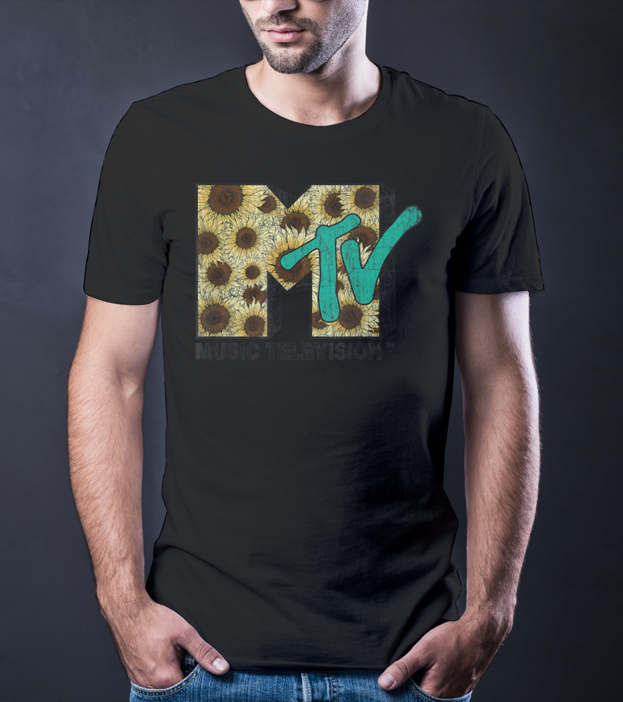 MTV Music Television Distressed Vintage Sunflower T-Shirt