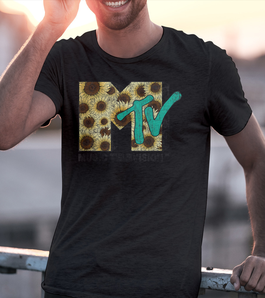 MTV Music Television Distressed Vintage Sunflower T-Shirt
