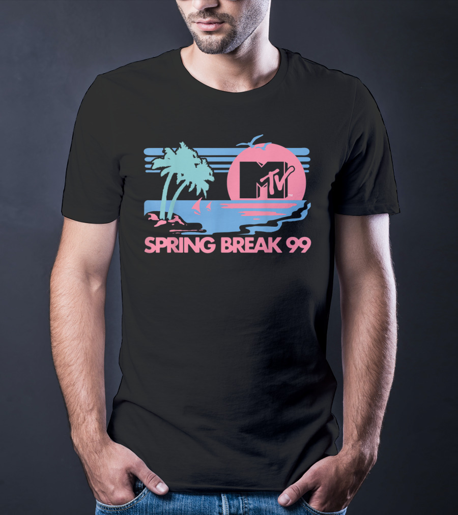 MTV Spring Break 99 Pastel Beach Palm Trees Sunset T-Shirt