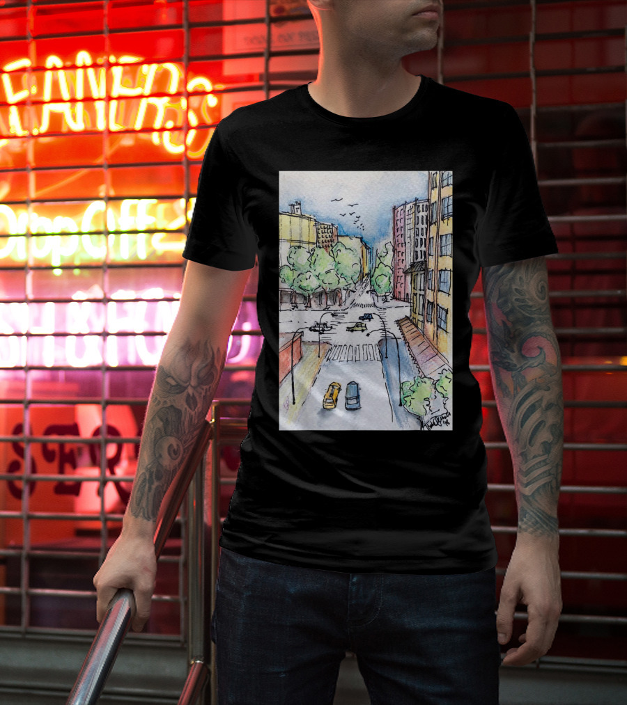 New York City Urban Street View From The Highline With Cars And Buildings T-Shirt