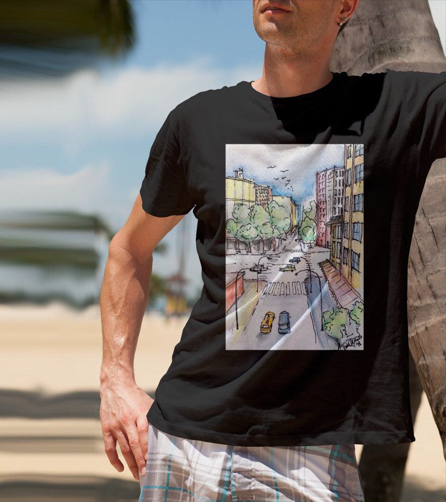 New York City Urban Street View From The Highline With Cars And Buildings T-Shirt