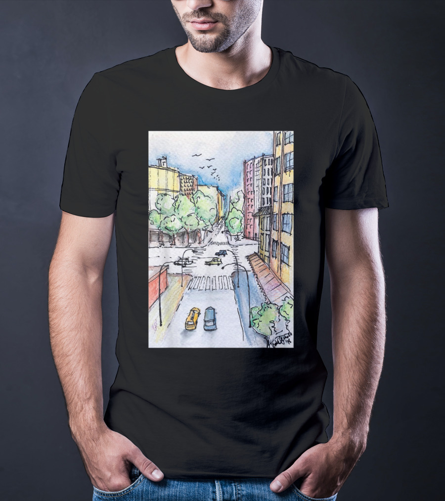New York City Urban Street View From The Highline With Cars And Buildings T-Shirt