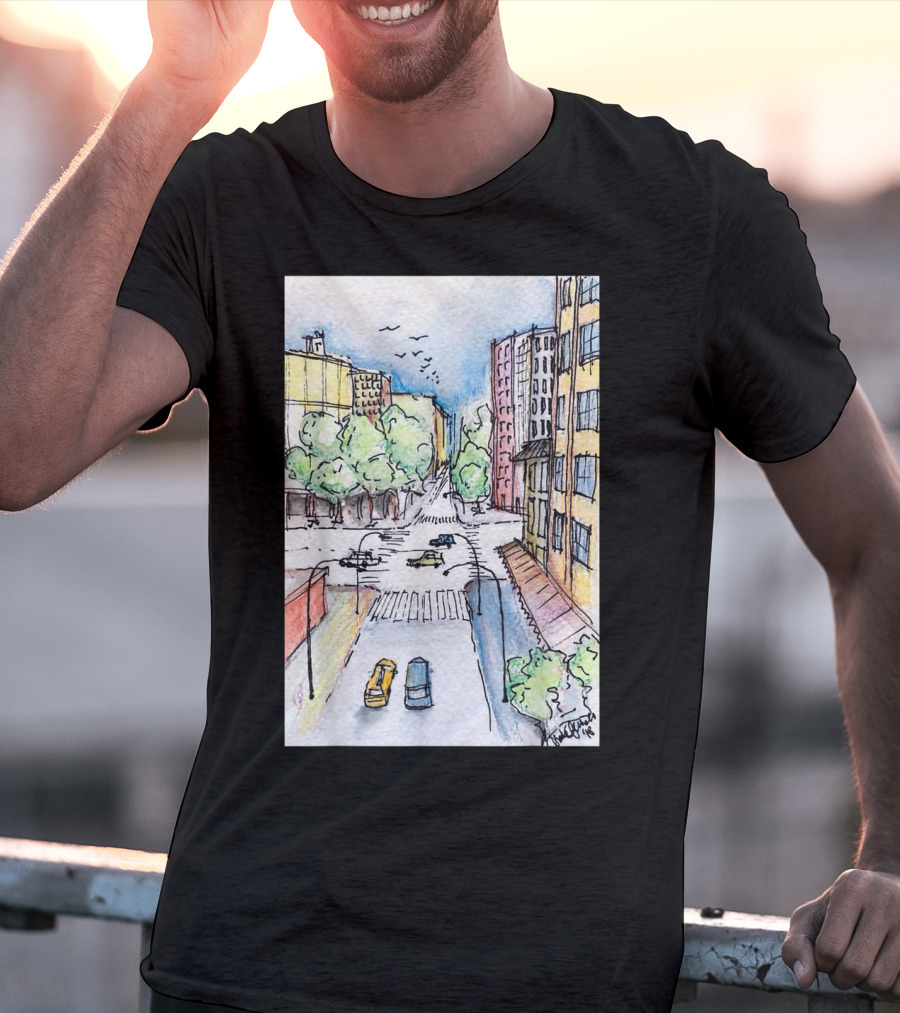 New York City Urban Street View From The Highline With Cars And Buildings T-Shirt