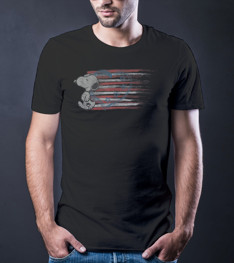 Peanuts Snoopy American Flag Heart Patriotic T-Shirt