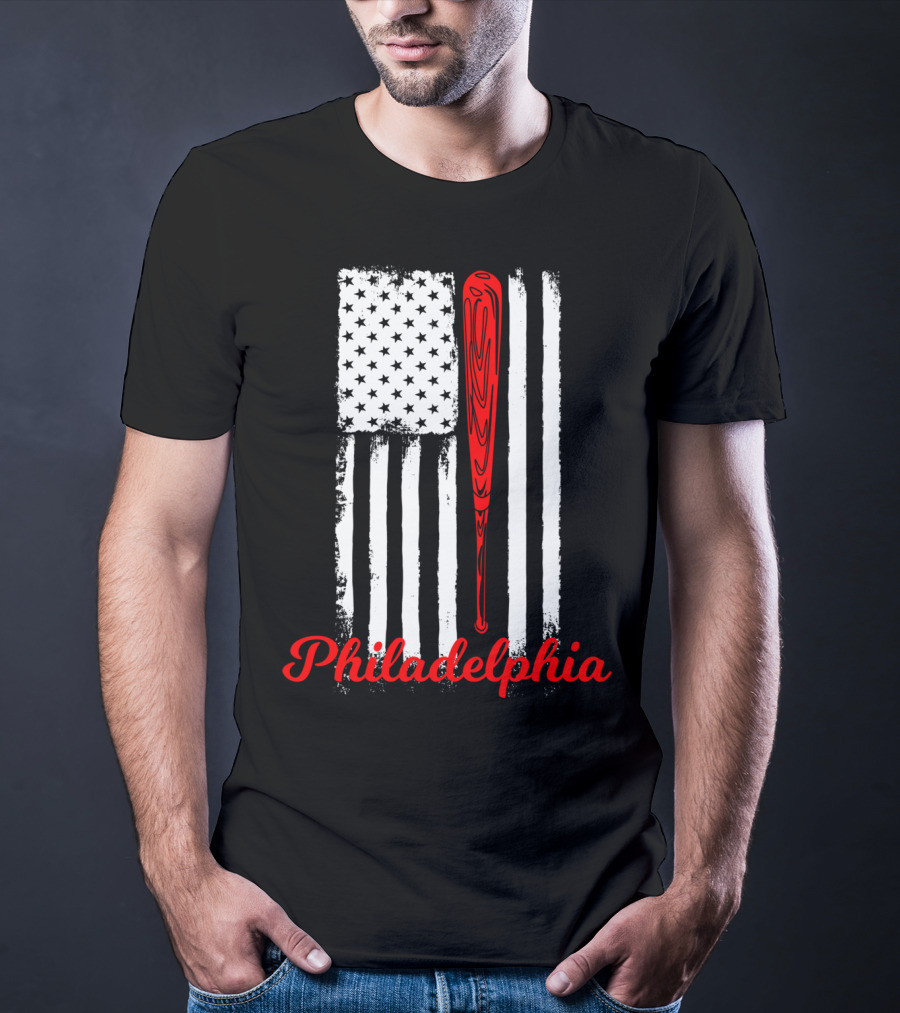 Philadelphia Baseball Flag American Bat T-Shirt