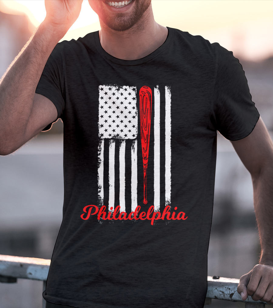 Philadelphia Baseball Flag American Bat T-Shirt