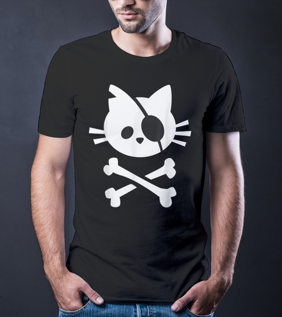 Pirate Cat Skull Crossbones T-Shirt