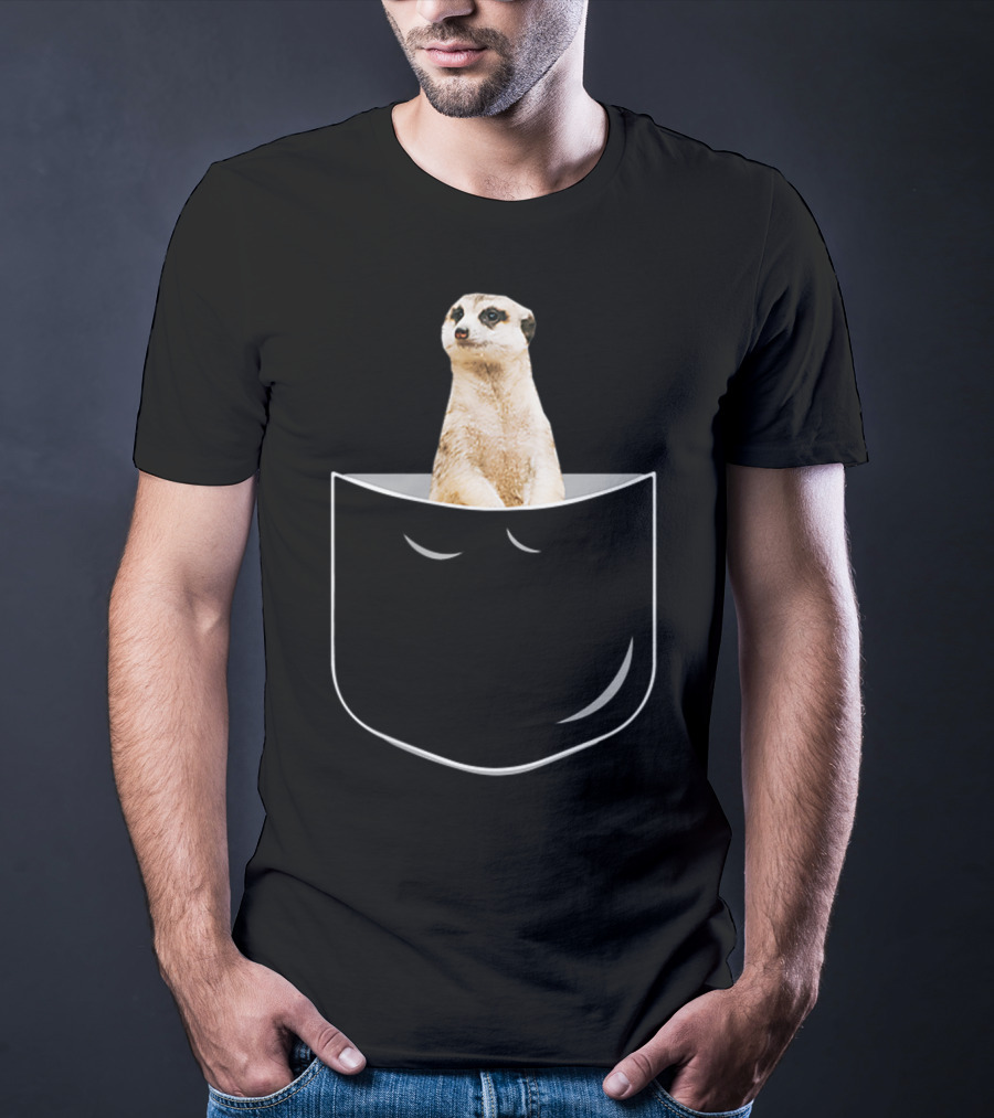 Pocket Meerkat Funny Meerkat In Pocket Standing Cute Wildlife Surrogate T-Shirt