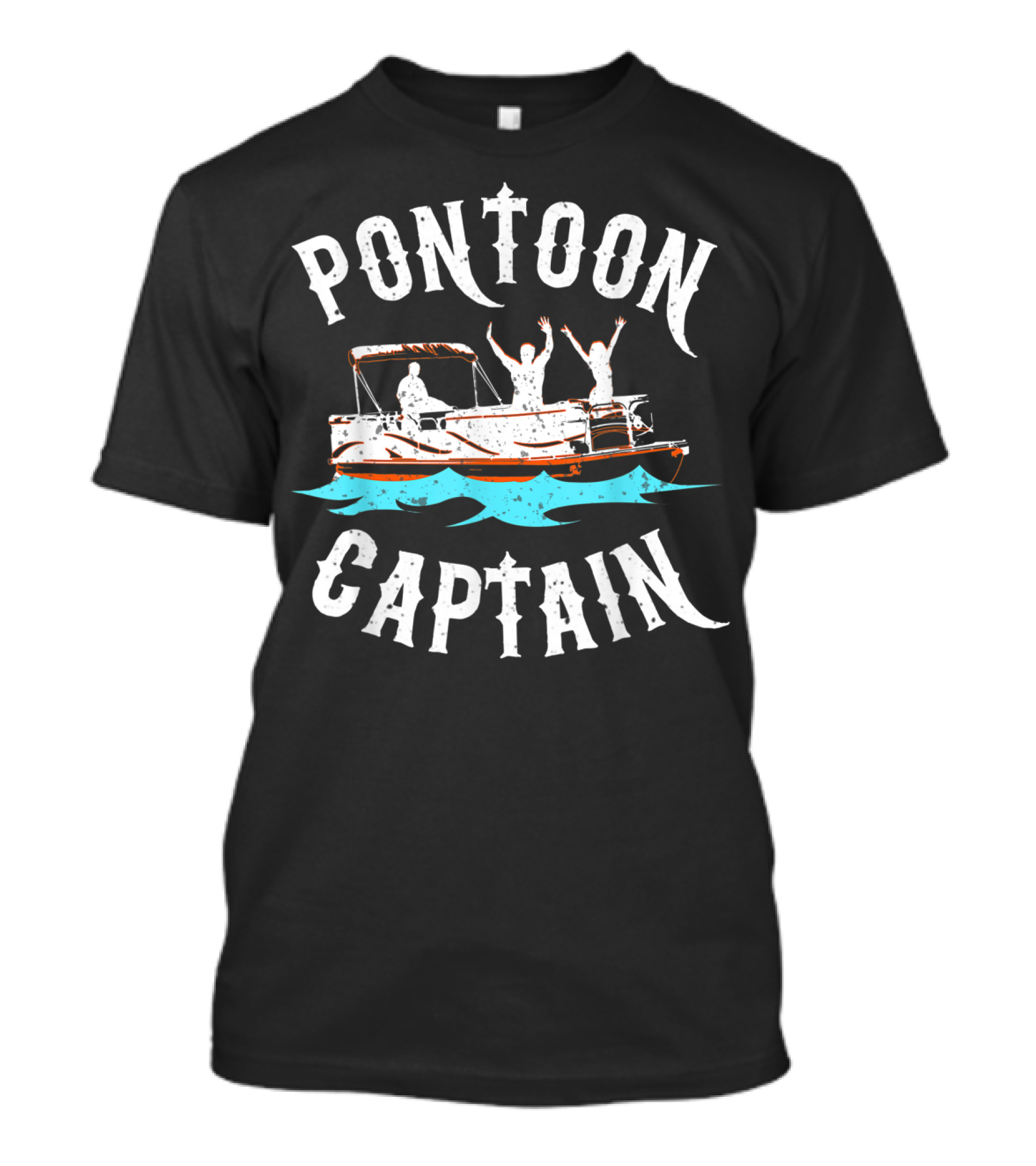 Pontoon Captain Funny Boat Boating Lake With People On Water T-Shirt