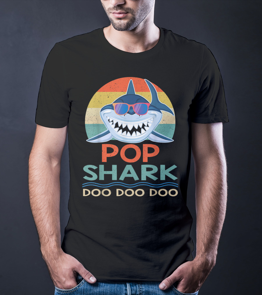 POP SHARK DOO DOO DOO VINTAGE MATCHING FAM SUNSET STYLE RETRO SUNGLASSES T-Shirt