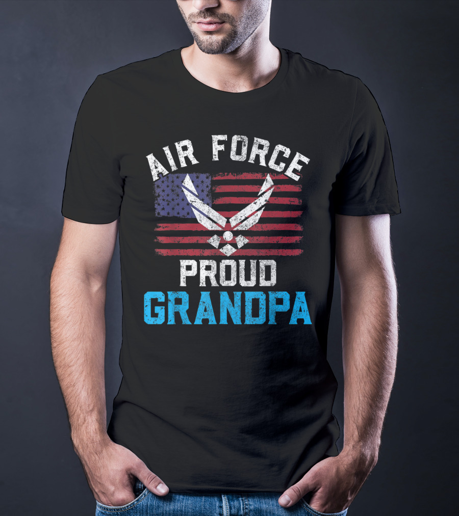 Proud Air Force Grandpa American Flag T-Shirt