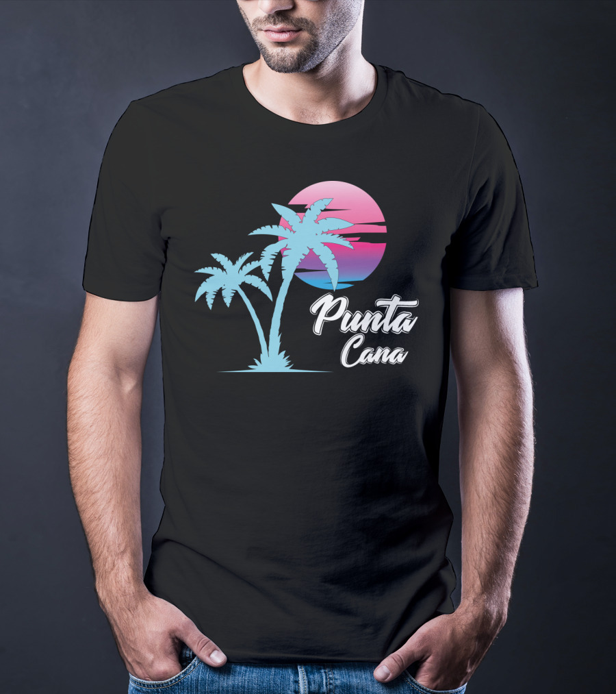 Punta Cana Cool Dainty Beach Lovers Sunset Palm Trees T-Shirt
