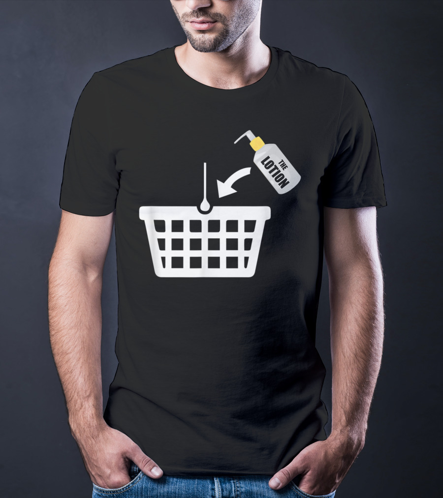 Put The Lotion In The Basket Icon With Pump Bottle And Arrow T-Shirt