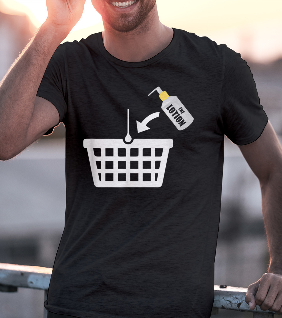 Put The Lotion In The Basket Icon With Pump Bottle And Arrow T-Shirt