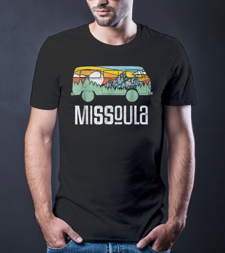 Missoula Montana Retro Hippie Van Nature Scene T-Shirt