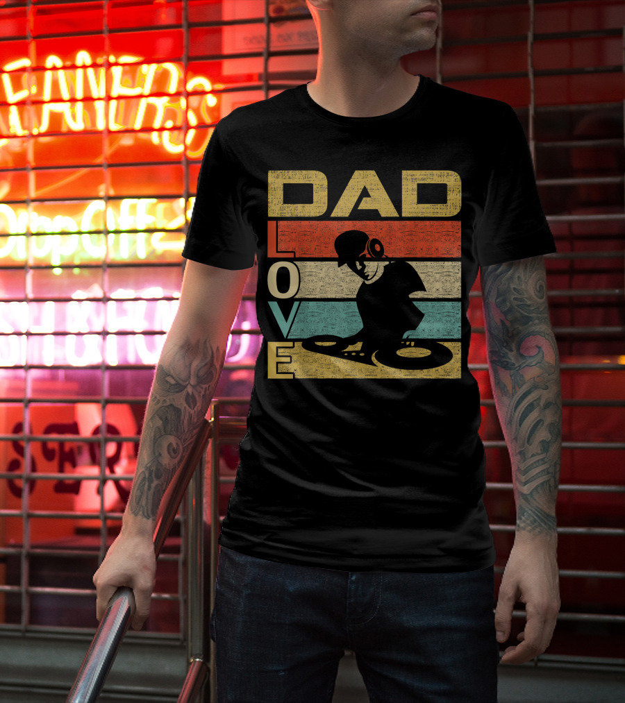 Retro Vintage Dad Love DJ Deejay Funny Father's T-Shirt