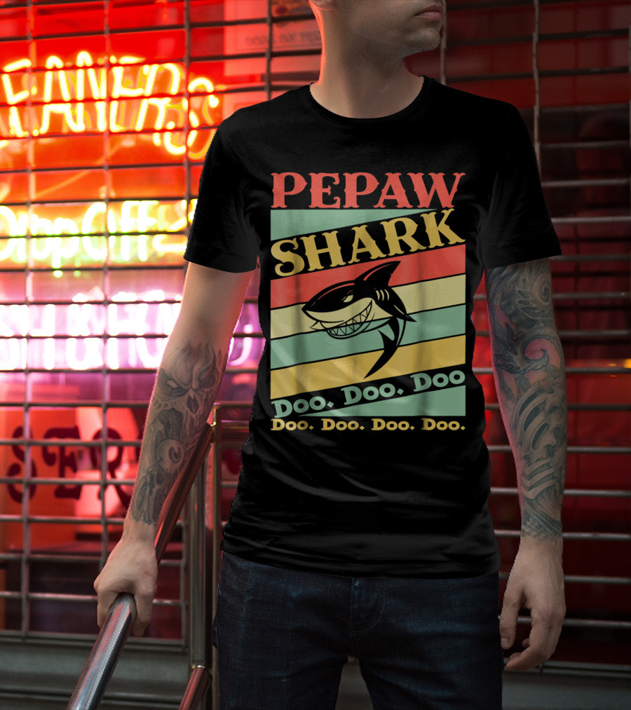 PEPAW SHARK Doo Doo Doo Retro Vintage T-Shirt