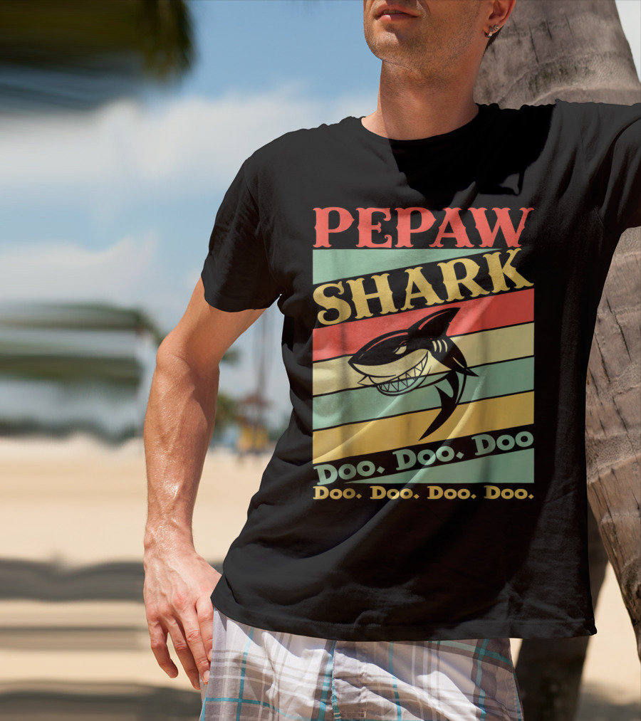 PEPAW SHARK Doo Doo Doo Retro Vintage T-Shirt