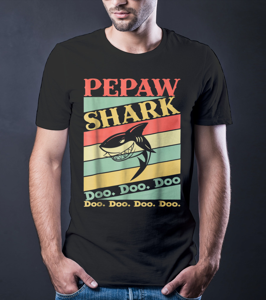 PEPAW SHARK Doo Doo Doo Retro Vintage T-Shirt