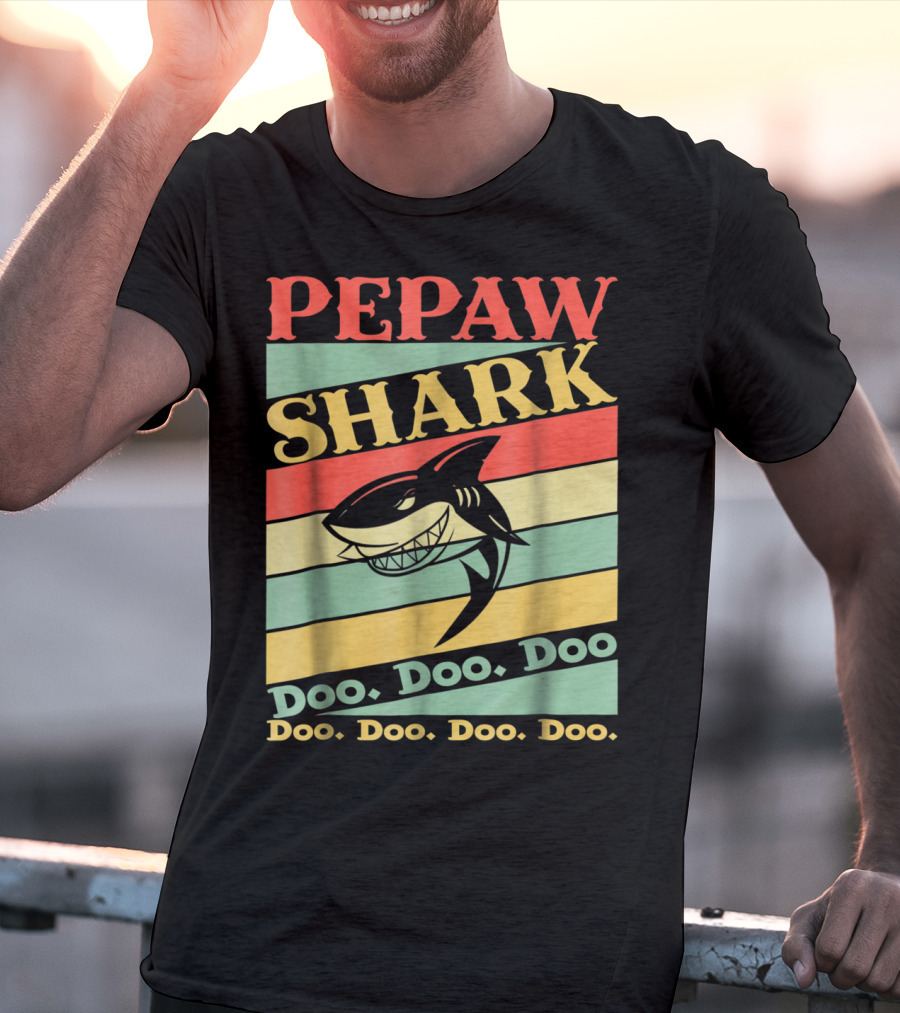 PEPAW SHARK Doo Doo Doo Retro Vintage T-Shirt