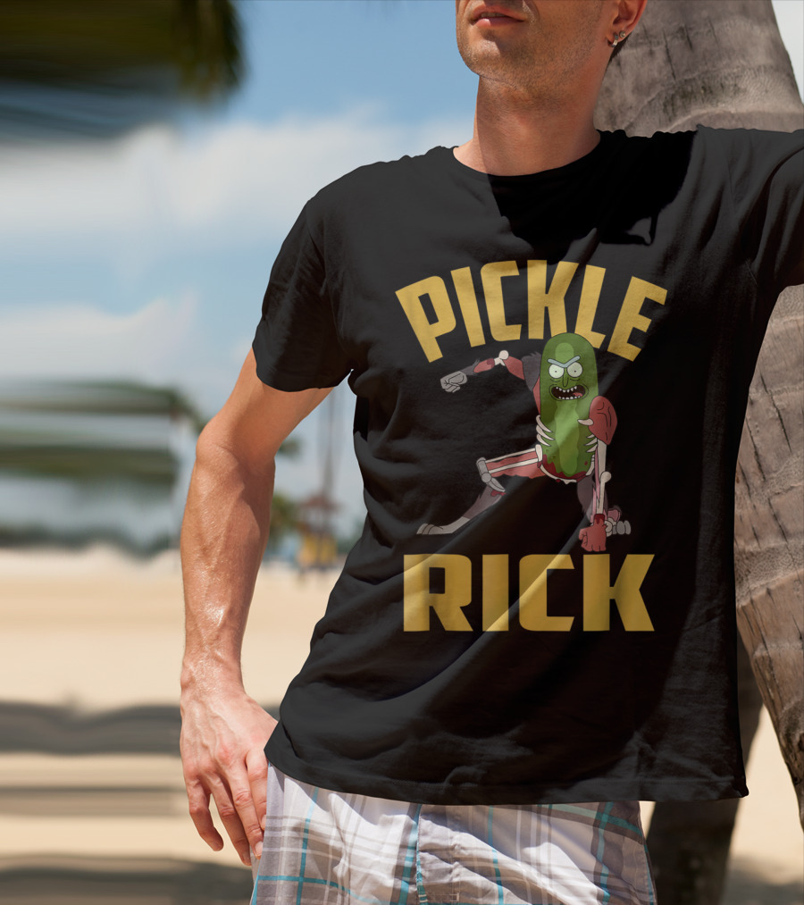 Rick And Morty Pickle Rick Punch Action Pose T-Shirt